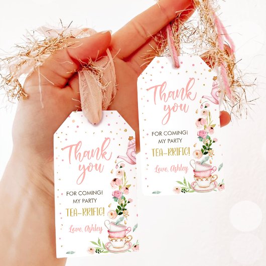 茶のパーティーベビーはブルーイングガールピンク赤ちゃんシャワー ギフトタグ