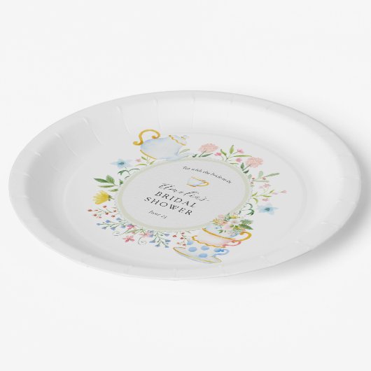 茶のブライダルシャワー野花の時間 ペーパープレート (アングル)