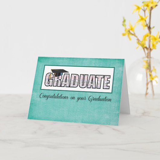 茶の単語のお祝いの宗教卒業生 カード (黄色い花)