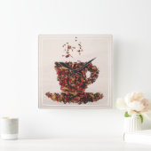 茶の壁時計 スクエア壁時計 (ホーム)