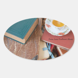 茶の山積み 楕円形シール