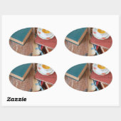 茶の山積み 楕円形シール (シート)