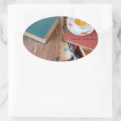 茶の山積み 楕円形シール (バッグ)