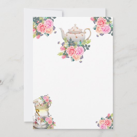 茶の招待状、お茶の誕生日の招待状お茶のパーティー 招待状 (裏面)