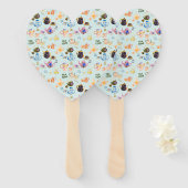 茶の時間パターン – ティーカップと紅茶ポット ハンドファン (正面&裏面)