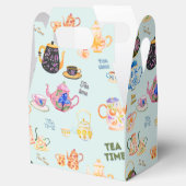 茶の時間パターン – ティーカップと紅茶ポット フェイバーボックス (オープン)