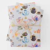 茶の時間パターン – ティーカップと紅茶ポット ラッピングペーパーシート (インサイチュ)