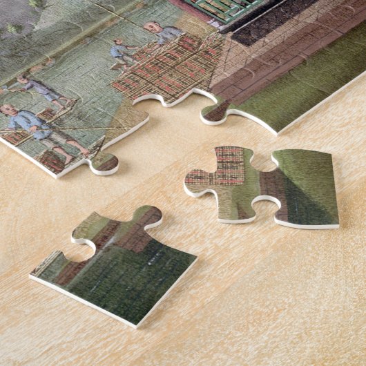 茶の木枠を運びます(w/c紙で) ジグソーパズル (側面)