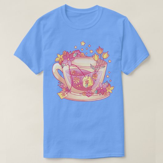 茶の湯飲み花 Tシャツ (デザイン正面)
