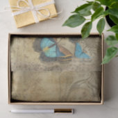茶の背エレガント景が印象的な青い蝶 薄葉紙 (ギフト)