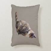 茶の色合いのタビーキャット アクセントクッション (正面(垂直))