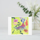 茶はがきのカップを持つ亀 ポストカード (スタンド正面)