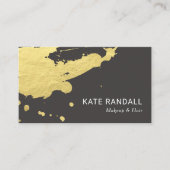 茶はっきりしたモダン色金ゴールド絵を描(ばちゃばちゃ)跳ねる 名刺 (正面)