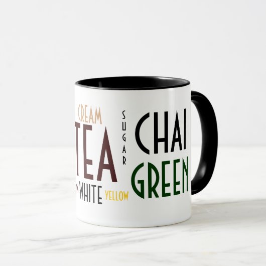 茶はコラージュのマグを言い表わします マグカップ (正面右)