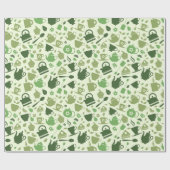 茶をテーマにした緑のパターン ラッピングペーパー (フラット)