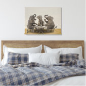 茶を持つゾウパーティー キャンバスプリント (インサイチュ (寝室))