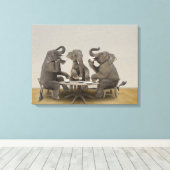 茶を持つゾウパーティー キャンバスプリント (インサイチュ (ウッドフロア))