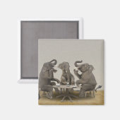 茶を持つゾウパーティー マグネット (正面/裏面)