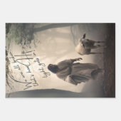 茶を持つヴィンテージチキンのデコページパーティー ラッピングペーパーシート (正面)