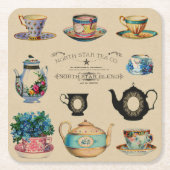 茶を飲むと何事も上手になる スクエアペーパーコースター (正面)