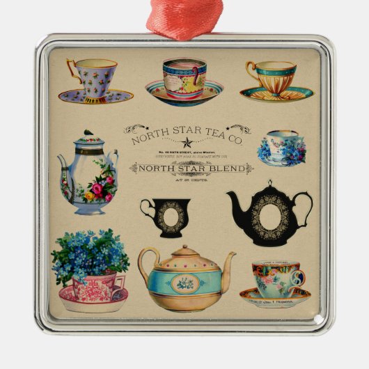 茶を飲むと何事も上手になる メタルオーナメント (正面)