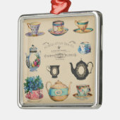 茶を飲むと何事も上手になる メタルオーナメント (左)