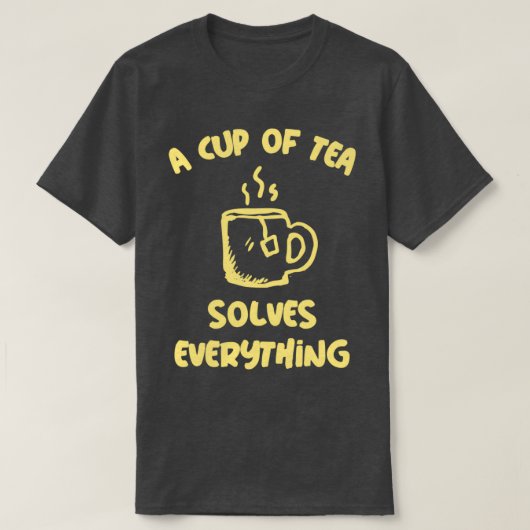 茶を飲むと茶の湯が出る Tシャツ (デザイン正面)