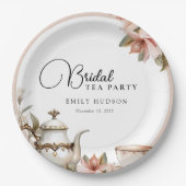 茶エレガントパーティーブライダルシャワー ペーパープレート (正面)