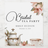 茶エレガントパーティーブライダルシャワー ワインラベル (シングルラベル)