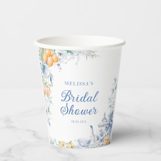 茶エレガントモダンパーティーブライダルシャワー 紙コップ (正面)