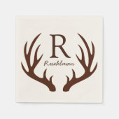 茶エレガント素朴鹿の〔雄ジカの〕枝角 スタンダードカクテルナプキン (正面)