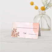 茶エレガント花パーソナライズされた結婚のテーブル プレイスカード (正面)