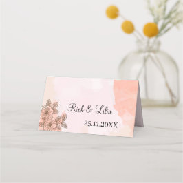 茶エレガント花パーソナライズされた結婚のテーブル プレイスカード