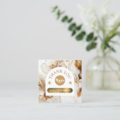 茶エレガント花割引カード スクエア名刺 (スタンド正面)