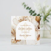 茶エレガント花確認招待状 招待状 (スタンド正面)