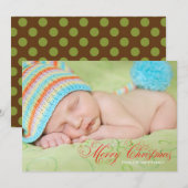 茶オリーブグリーン写真クリスマスカード シーズンカード (正面/裏面)