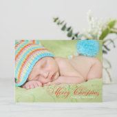 茶オリーブグリーン写真クリスマスカード シーズンカード (スタンド正面)