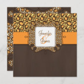 茶オレンジ豹柄 スポット 結婚式招待状 招待状 (正面/裏面)