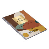 茶オレンジ レトロパターン ビジネス ロゴ ノートブック (右側)