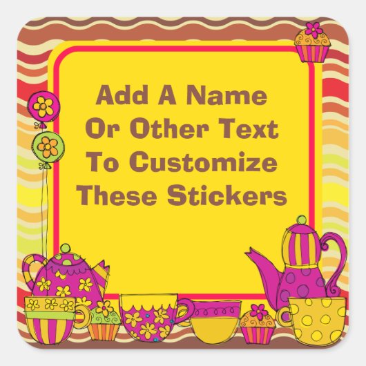 茶カスタマイズパーティーシール スクエアシール (正面)