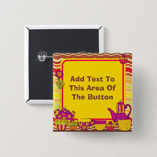 茶カスタマイズパーティーボタン 缶バッジ (正面&裏面)