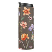 茶カラフル水色ワイルドフラワーパターン タンブラー (回転右)