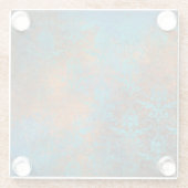 茶グランジ色の青フローラ装飾 ガラスコースター (裏面)