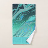 茶グリッターと大理石パーソナライズされた製バスタオルセット バスタオルセット (ハンドタオル)