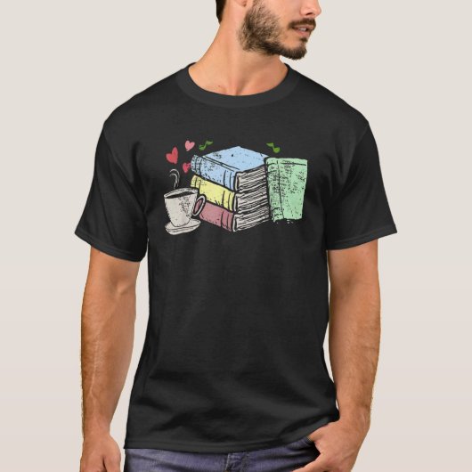 茶コーヒーのカップ及び本おたく読取装置 Tシャツ (正面)