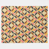 茶スタイリッシュ色モダンの中世紀の幾何形状 フリースブランケット (正面(横))