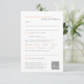 茶ストライプのバラ水の色結婚のQRコード食事 出欠カード (スタンド正面)