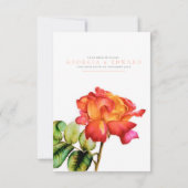 茶ストライプのバラ水の色結婚のQRコード食事 出欠カード (裏面)