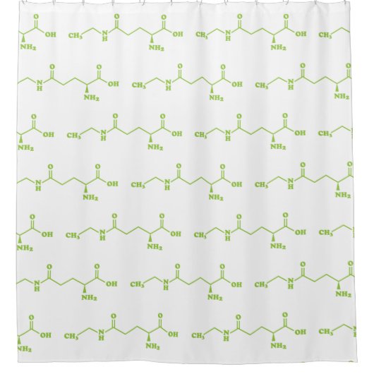 茶テアニン分子化学式 シャワーカーテン (正面)