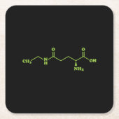 茶テアニン分子化学式 スクエアペーパーコースター (正面)